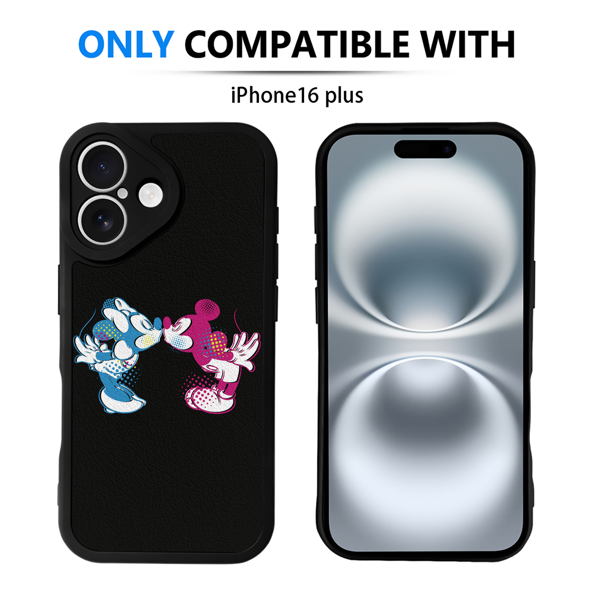 （画像用） ミッキーマウス Mickey Mouse 【iPhone 16シリーズ対応】シリコンスマホケース（レザー調） 材質：シリコン